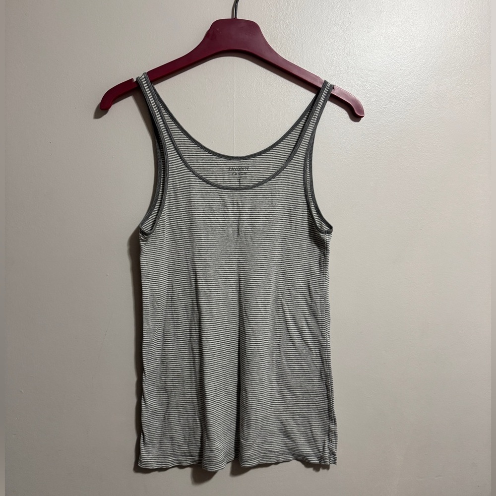GAP Striped Scoop Tank Top - Gray & White Woman’s Size Small